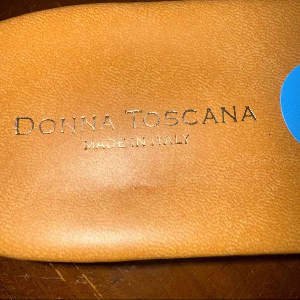 Donna Toscana Tan Slides/Heel leather upper size 7.5 made in Italy - Picture 10 of 12